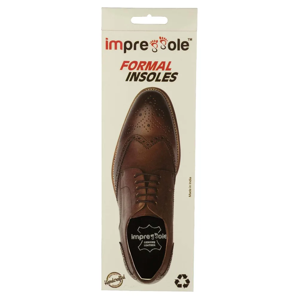 Majestic Black Pure Leather Insoles for Formal Shoes, handmade pure leather insoles